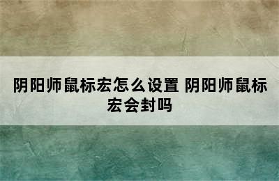 阴阳师鼠标宏怎么设置 阴阳师鼠标宏会封吗